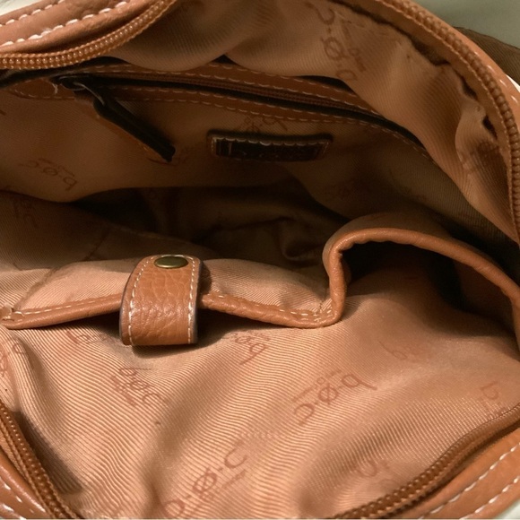 BOC- brown/grey and cream colored shoulder bag. Leather straps. 3 sections. - Picture 4 of 9